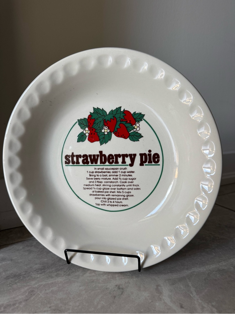 Vintage Strawberry Pie Recipe Plate 🍓